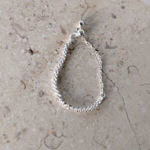 Adjustable Sterling Silver S925 chain ring with textured surface